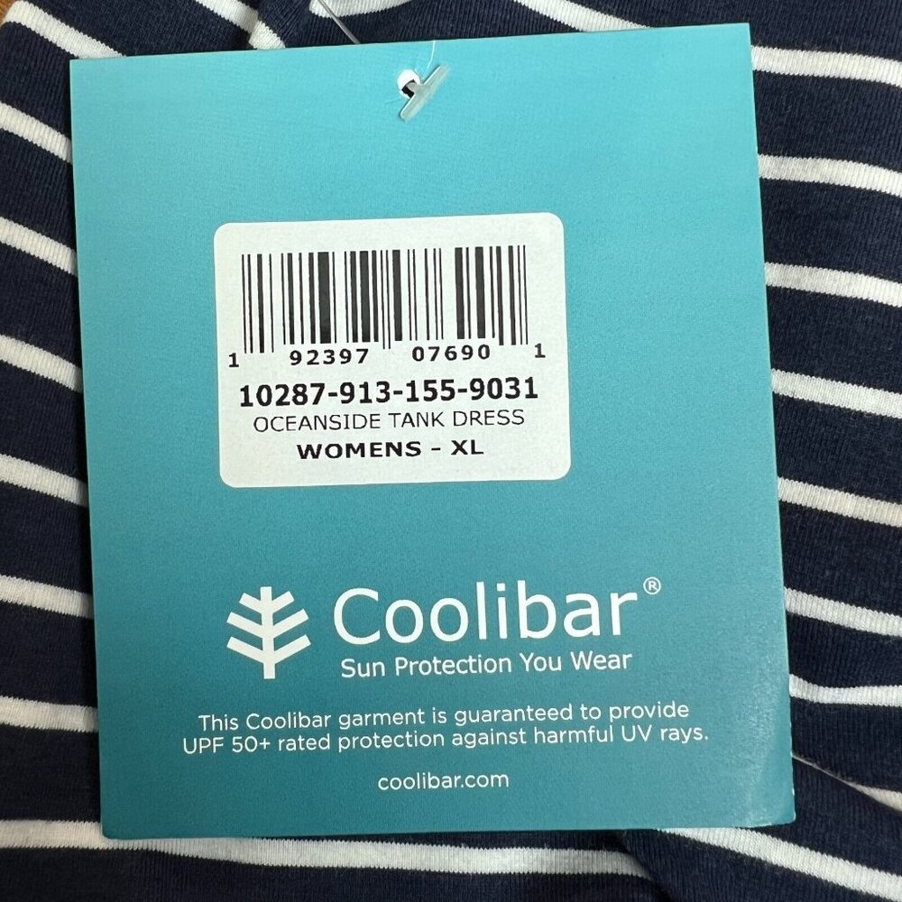 Coolibar Oceanside Tank Dress Womens XL Navy Blue Stripe Sleeveless UPF 50+ New - Picture 10 of 14